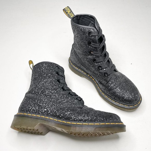 Martens Black Chunky Glitter 1460 Farrah Lace Up Combat Boots